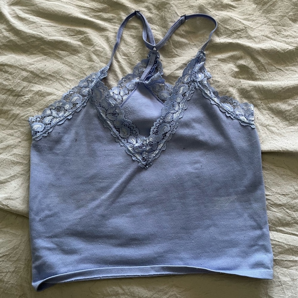 Purple/blue colored lace tank top